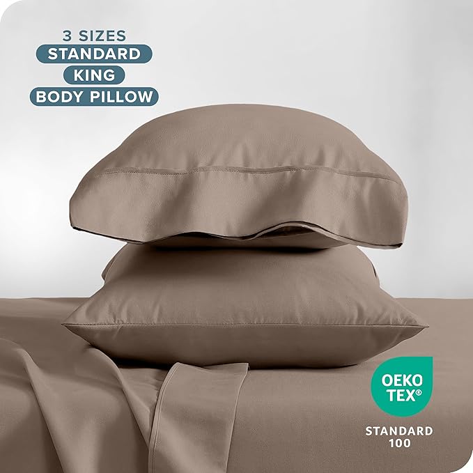 Bare Home Microfiber Pillow Cases - King Size Set of 2 - Cooling Pillowcases - Double Brushed - Taupe Pillowcases 2 Pack - Easy Care (King Pillowcase Set of 2, Taupe)