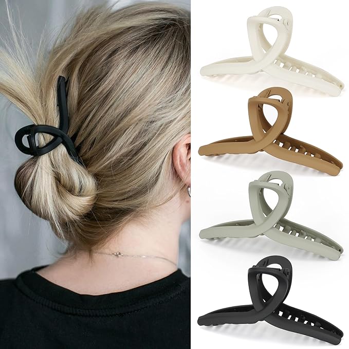 Big Hair Claw Clips Large Matte Butterfly Hair Clips 5.1" Oversize Hair Clip for Long Thick/Thin Hair Barrette Accessories for Women's and Girl's 4 PCS