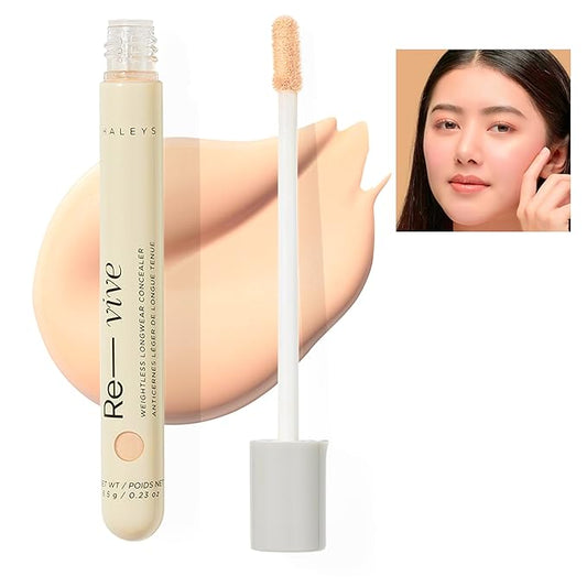 HALEYS Weightless Longwear Concealer (Fair/Light - Neutral), Re-vive, Medium to Full Coverage, Gripping Concealer, All-Day Wear, Spot Concealing, Brightens, Streak-free, Light-diffusing, V+CF