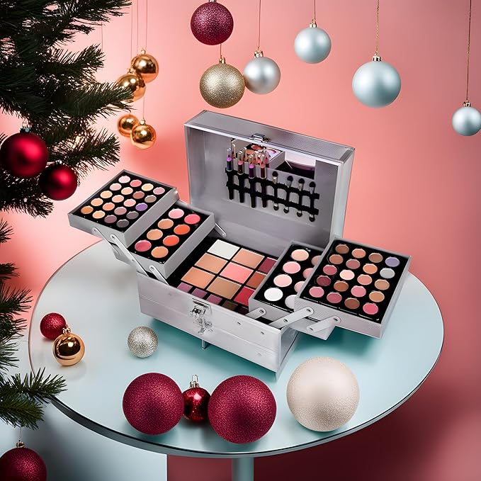 132 Colors All In One Ultimate Color Makeup Kit: Carry All Trunk with Cosmetic Contouring Palette, Concealer, Face Powder, Lip Gloss, Blusher, Contour Shade, Eye Liner, and Eyebrow Powder.