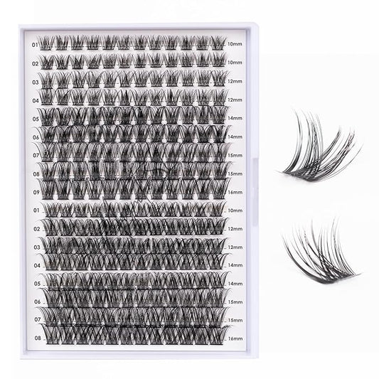 Lash Clusters 204 Pcs Individual Lashes Clusters Eyelash Extensions False Eyelashes DIY Lash Extension Kit Reusable False Eyelashes Natural Look Mix 10-16mm C D Curl(DM01+DM17)