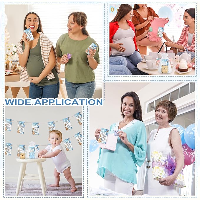 24 Sets Baby Shower Bear Lip Balm Favors Bear Lip Care Transparent Lipstick with Gift Bags and Thank You Cards for Baby Shower Gender Reveal Favors Decorations Gift Supplies