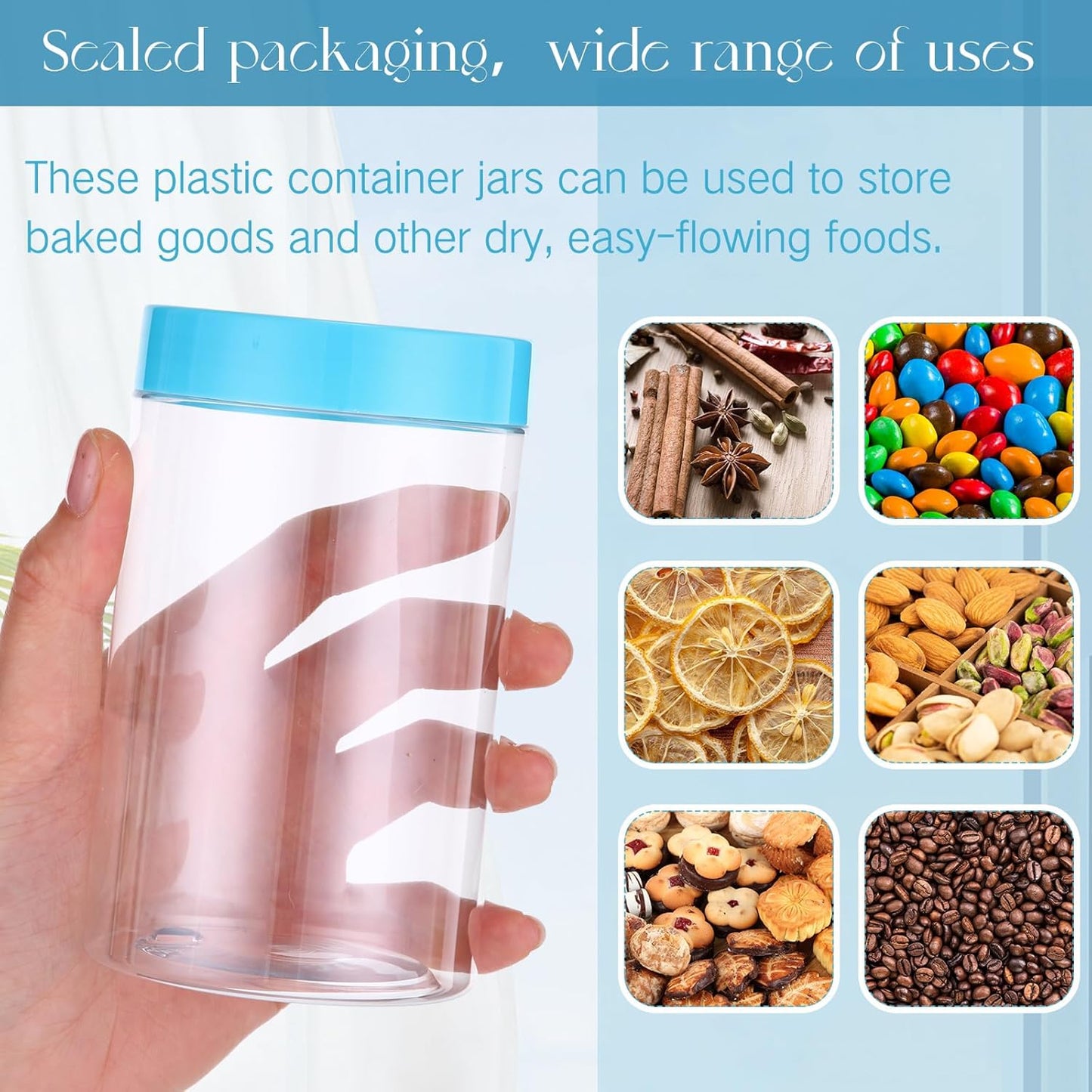 Patelai 4 Pieces Round Wide-mouth Leak Proof Plastic Container Jars with Lids for Travel Storage Makeup Beauty Products Face Creams Oils Salves Ointments DIY Making(12 Ounce,Blue)