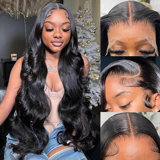 32Inch Wigs Human Hair 180% Density 13x6 Body Wave Lace Front Wigs Human Hair Pre Plucked for Women HD Transparent Lace Frontal Wigs Natural Glueless Wig