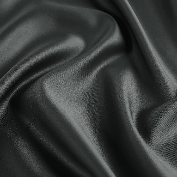 uxcell 2 Pack Silk Satin Pillowcase for Hair and Skin, Cool, Silky, Soft Breathable Pillow Cases King Size 20x36 Inch Sateen Pillowcase Black with Envelope Closure