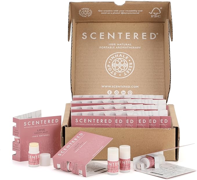 Scentered Party Favors for Wedding, Anniversary, Birthday - 30 x Mini Aromatherapy Inhaler Balm Sticks - Love: Enchanting Essential Oils Blend - Adult Party Favors for Women & Men