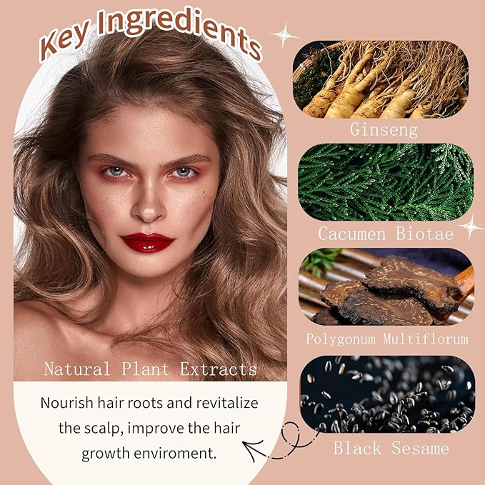 Blonde Brown Hair Dye Shampoo 3 in 1, Natural Hair Dye for Men & Women, Shampoo Para Canas, Long-Lasting for 100% Gray Hair Coverage 16.9 Fl Oz (Blonde brown)