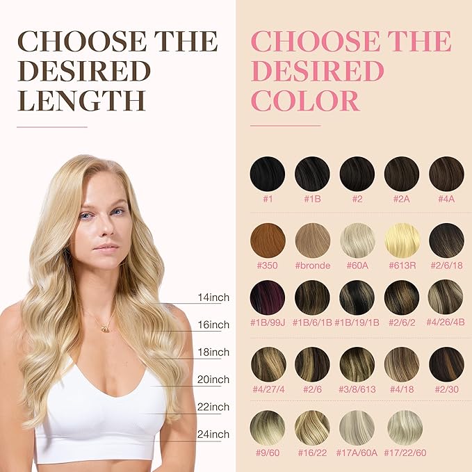 GOO GOO Tape in Hair Extensions Human Hair, 18A/613A Dark Blonde Highlighted Bleach Blonde, 20inch 50g 20pcs, Skin Weft Seamless Invisible, Silky Straight with Thick Ends, Remy Human Hair