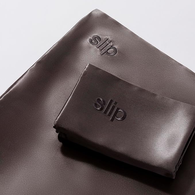 slip King Pure Silk Pillow Case - 100% Pure 22 Momme Mulberry Silk - King Size Standard Pillow Case -Anti-BedHead, Anti-Sleep Crease, Charcoal (20" x 36")