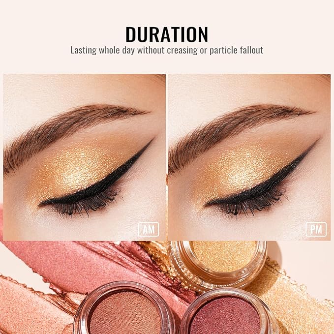 Oulac Gold Cream Eyeshadow - Highly Pigmented Natural Sombra de Ojos, Waterproof & Long Lasting with Moisturizing Formula, Shimmer Glitter Eye Makeup, 6g (21)