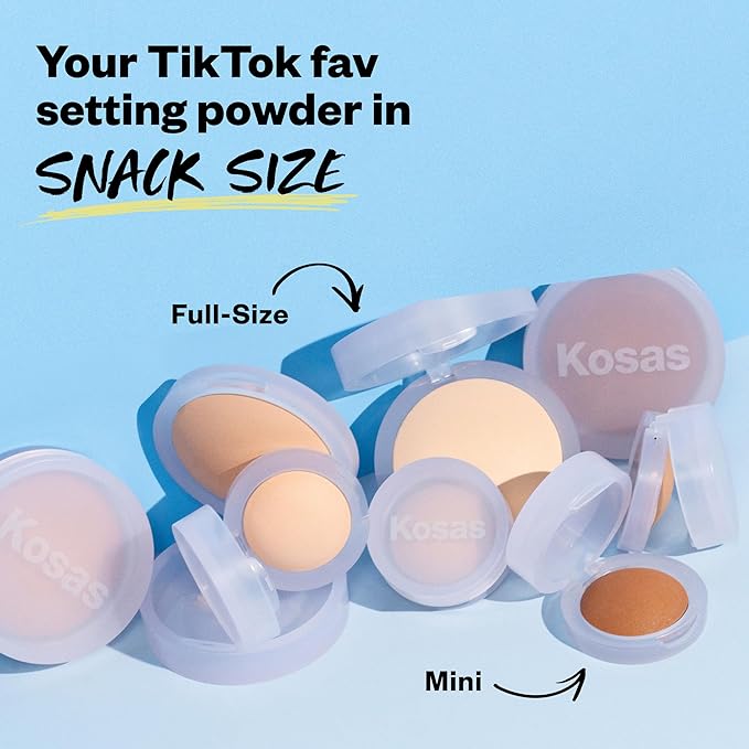 Kosas Mini Cloud Set Face Setting Powder - Smoothing Shine Control, Soft, Sheer Setting Translucent Makeup Finish, Portable & Long-Lasting (Breezy)