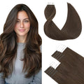 SURNEL Tape in Hair Extensions Human Hair #4 Chocolate Brown 18 inch Tape in Hair Extensions Remy 20 pcs 50g(#4-18)