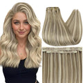 Full Shine Human Hair Clip in Extensions for Woman Balayage Ash Brown Hair Extensions Clip ins Light Blonde Highlight Invisible Lace 12 Inch for Short Hair Ease of Use 3 PCS 60 G