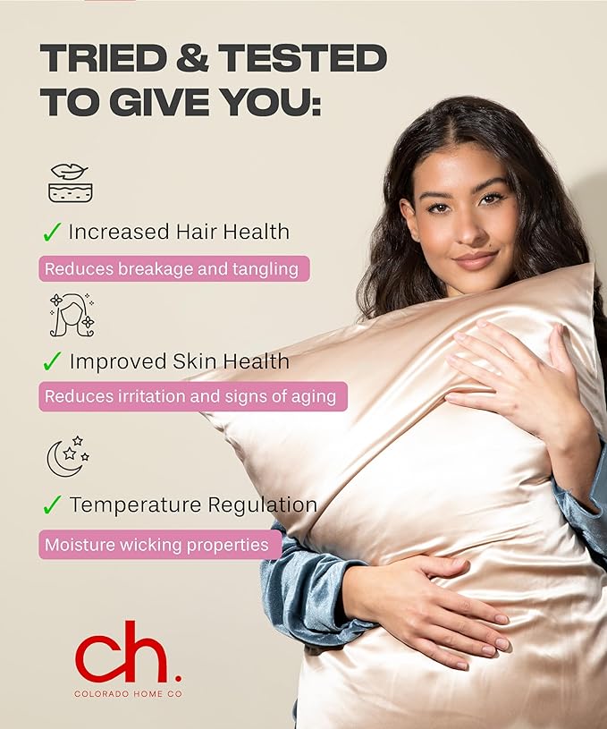 SUNDAYSILKS™ | Silk Pillow Cases 2 Pack | 22 Momme Mulberry Silk Pillowcase Set of 2 | All Sides 100% Pure Silk Slip Pillowcases Bliss for Couples, Zipper | Standard Queen, King Size [Silver Quartz]