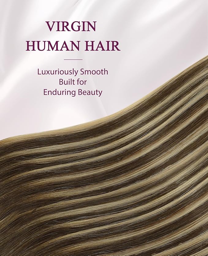 Pinkpearl Invisible Tape in Hair Extensions Human Hair, 20pcs 14inch 40g #4/27/4 Balayage Chocolate Brown to Caramel Blonde Injection Tape in Extensions Real Remy Seamless Human Hair Injected