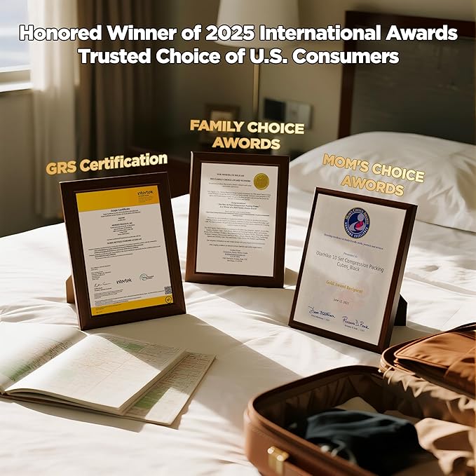 10 Set Compression Packing Cubes for Travel Essentials,Compressible Expandable Packing Cubes for Suitcase,OlarHike Luggage Organizer Bags for Travel,Handy Helper for Organizing Clothes(Blue Gray)