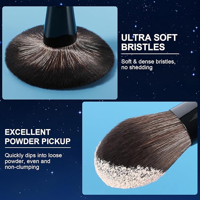 Large Bamboo Mineral Powder Brush, Fluffy Foundation Makeup Brush Kabuki Brushes with Soft Synthetic Bristles for Loose & Pressed Powder, Liquid, Cream, Buffing, Blending, Vegan & Cruelty-Free Tool