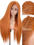 WIGNEE 13x6 Synthetic Lace Front Wig Pre-Plucked Synthetic Glueless Straight Wig 28" Voluminous Ginger Lace Front Wigs with Kanekalon Futura Hair
