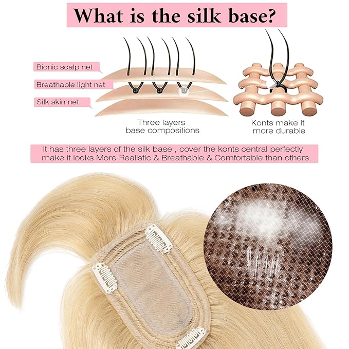 SEGO 100% Real Human Hair Toppers with Bangs for Women with Thinning Hair
