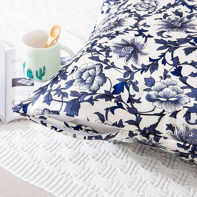 SLPBABY Silk Pillowcase for Hair and Skin with Hidden Zipper Print (Standard, Pattern13)