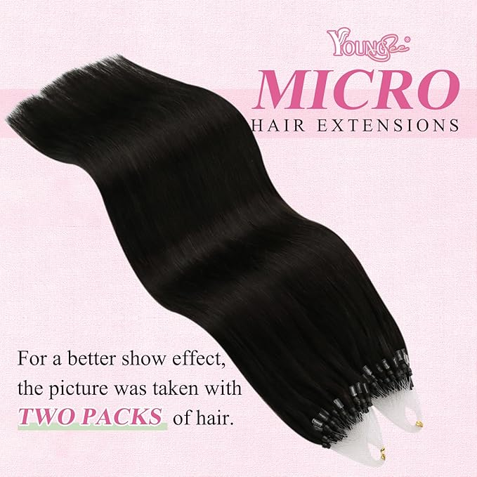 YoungSee Micro Link Hair Extensions Human Hair Dark Brown 14In Microbead Hair Extensions Darkest Brown Micro Loop Hair Extension Real Human Hair Microring Hair Extension 50s 50g Short Hair