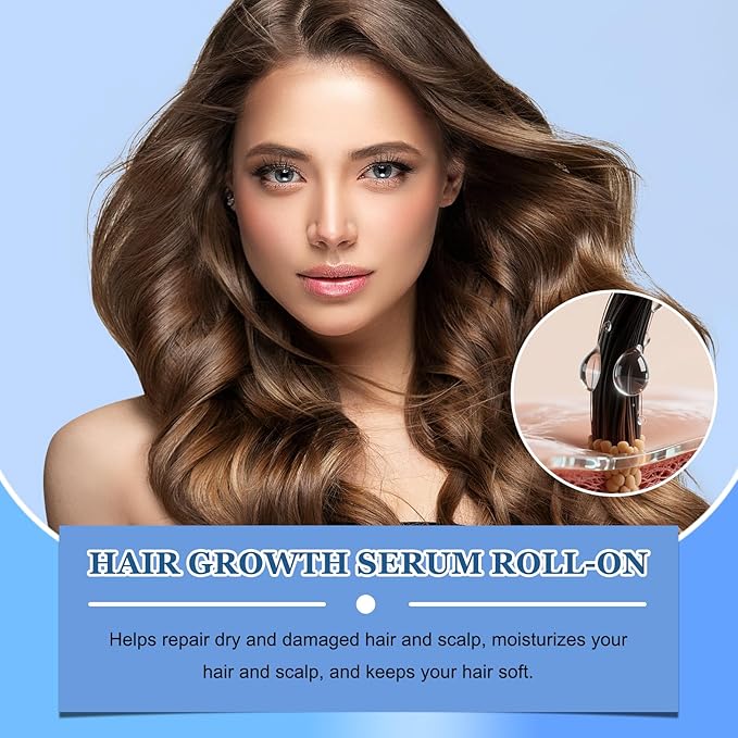 Advanced Hair Growth Serum Roll-On,Hair Growth Roll-On Serum for Men & Women for Hair Loss & Thinning,Nourishes Scalp & Roots,Non-Greasy,Lightweight For All Hair Types(10ml,3pcs)