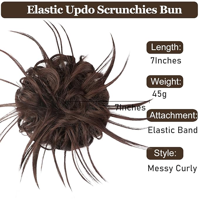 HMD Tousled Updo Messy Bun Hair Piece Hair Extension Ponytail With Elastic Rubber Band Updo Bun Synthetic Hairpieces for Women