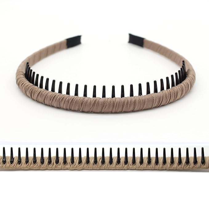 4pcs Hairbands for Women, Non-Slip Zig Zag Headbands, Adjustable Teeth Comb Hair Hoop, Daily Use, Yoga, Spa, Parties, Resin Cotton Blend