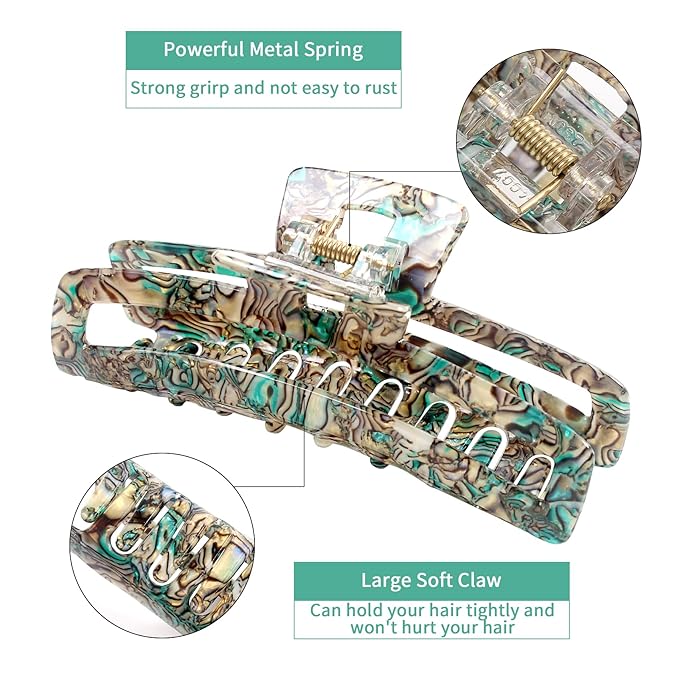 Jayongnee Large Rectangle Non-Slip Hair Clips for Women and Girls - Strong Hold Jaw Clamps for Thin/Medium Thick Hair