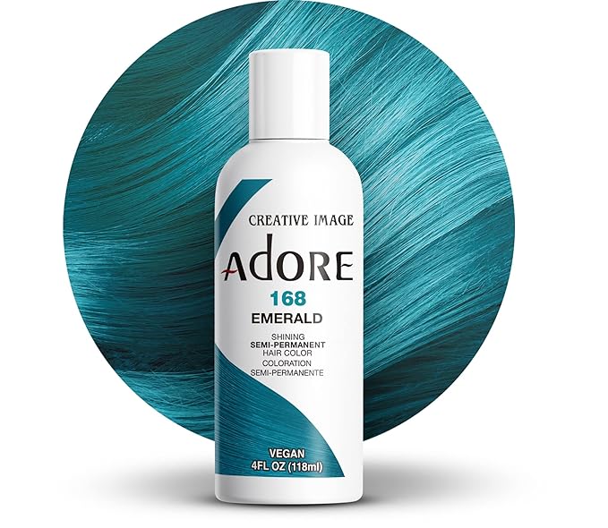 Adore Semi Permanent Hair Color (168 Emerald) | Vegan & Cruelty-Free Green Hair Dye | No Ammonia, No Peroxide, No Alcohol | 4 Fl Oz (Pack of 1)
