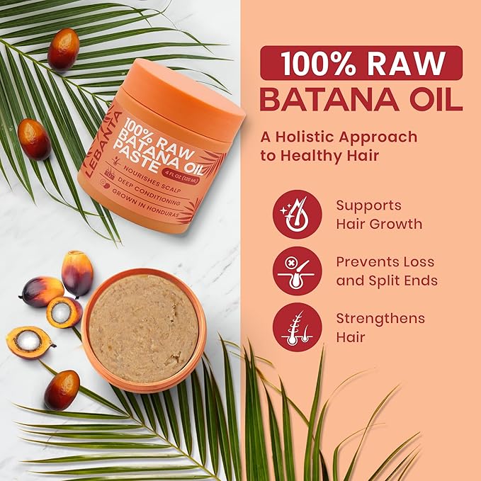 Raw Batana Oil for Hair Growth - 100% Pure, Organic 4oz Batana from Honduras for Thick and Strong Natural Hair - Dr. Sebi Unrefined Cold Pressed Cosmetic Scalp Mask for Men & Women (3 Pack)