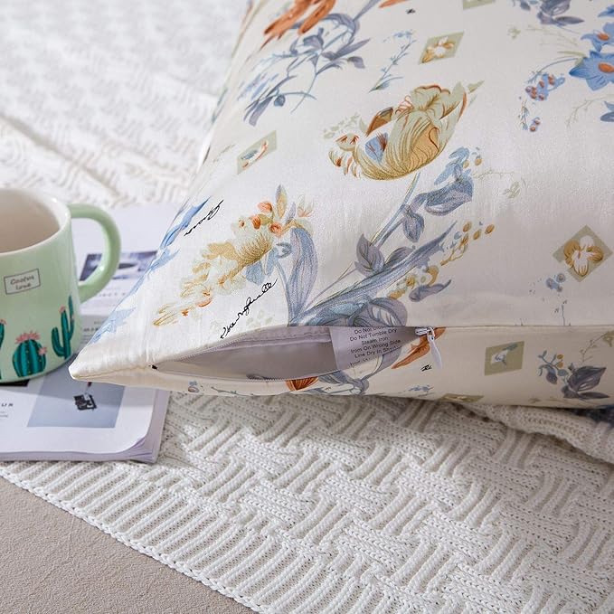 SLPBABY Silk Pillowcase for Hair and Skin with Hidden Zipper Print (Queen, Pattern 23)