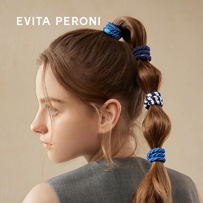 EVITA PERONI 12 Pcs Hair Ties, High Elastic Ponytail Holders, Hair Ties No Damage for Thick Curly Hair Women Men (Ocean Blue)