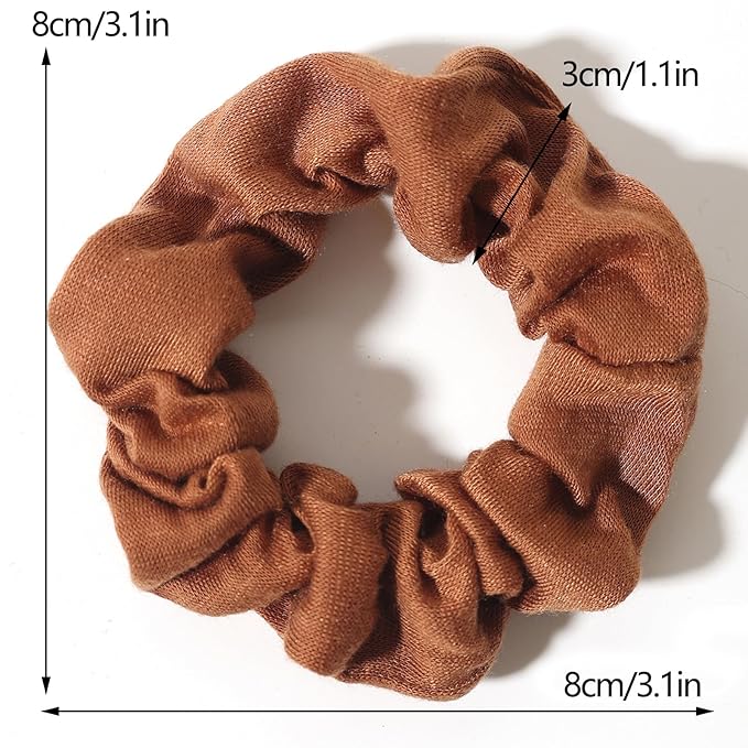 Pack of 12 Cotton Hair Scrunchies Single Jersey Solid Color Ponytail Holders Hair Ties for Girl (Burgundy)