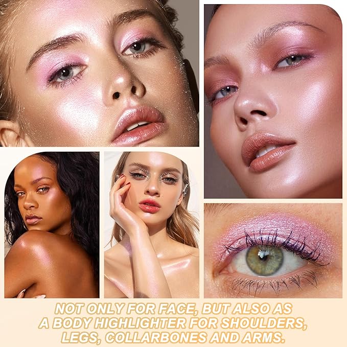 Boobeen Highlighter Makeup Palette, Long Lasting Glow Shimmer Illuminator Contour Powder for Face Radiant Glow