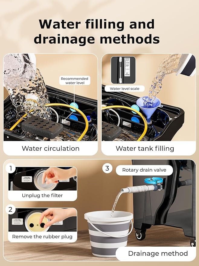 Japanese Head spa Equipment, Dual-Control Water Circulation & Heating & Heating, Japanese Scalp Therapy, 60L Tank & Phototherapy for Comprehensive Care.