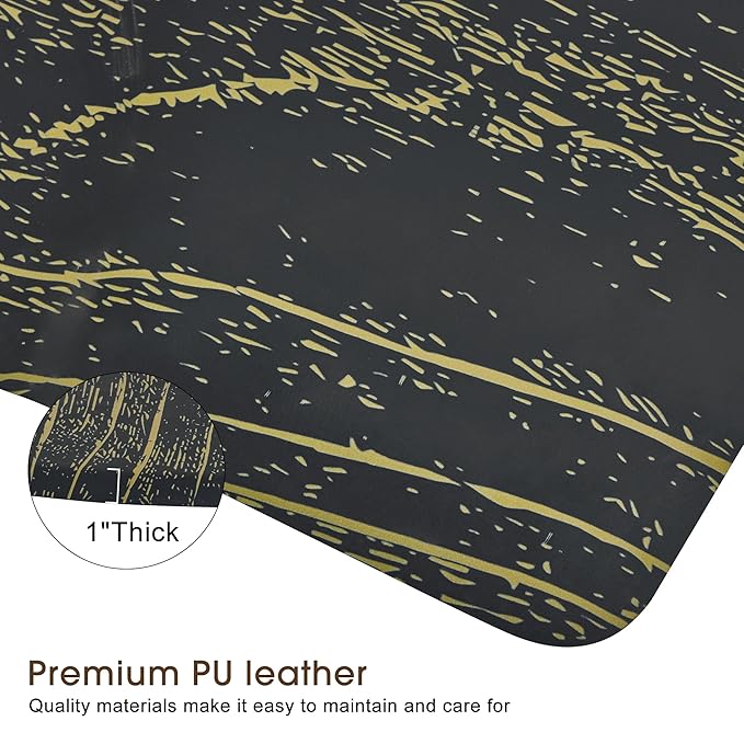BarberPub 3'x4' Barber Mat for Hair Stylist Salon Chair Anti-Fatigue Floor Mat Circle 1" Thick 0025 (Black& Gold, 3' x 4'x 1”)
