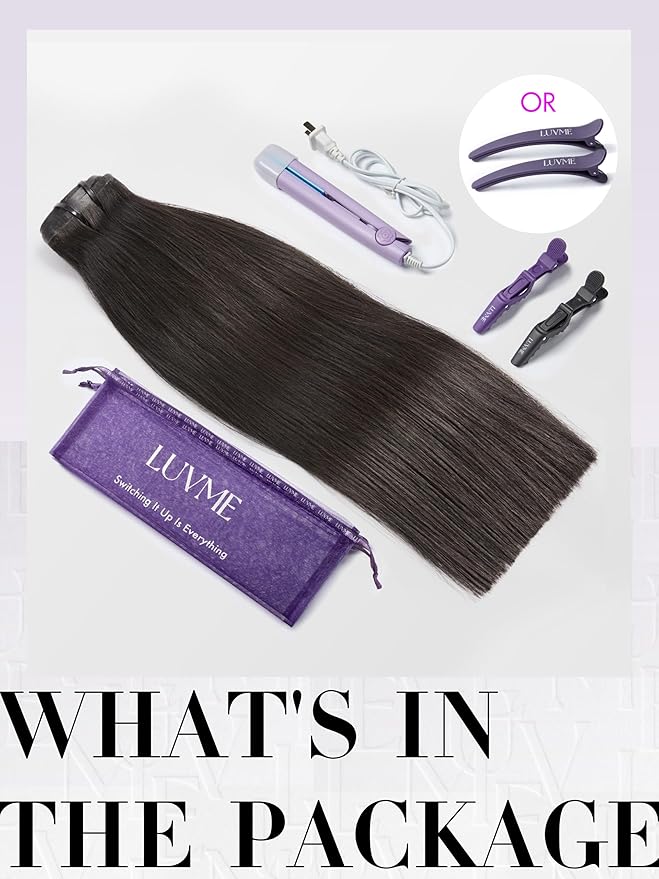 LUVME Seamless Clip in Hair Extensions Human Hair, 16 Inch 135g 9pcs Natural Black Hair Extensions Clip in Human Hair Sliky Straight Remy Human Hair Extensions
