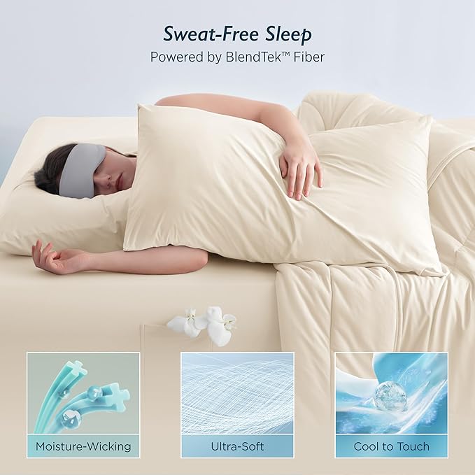 Breescape Cooling Pillow Cases Standard/Queen Size - BlendTek™ Dry & Cool Technology for Hot Sleepers and Night Sweats, 2 Pack Soft & Smooth Pillowcases for Hair & Skin Care, 20" x 30", Ivory