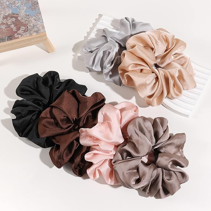 Silk Satin Hair Scrunchies for Women - Big Large Jumbo Scrunchie for Sleep Cute Gaint Oversize Scrunchy for Thick Hair Grils