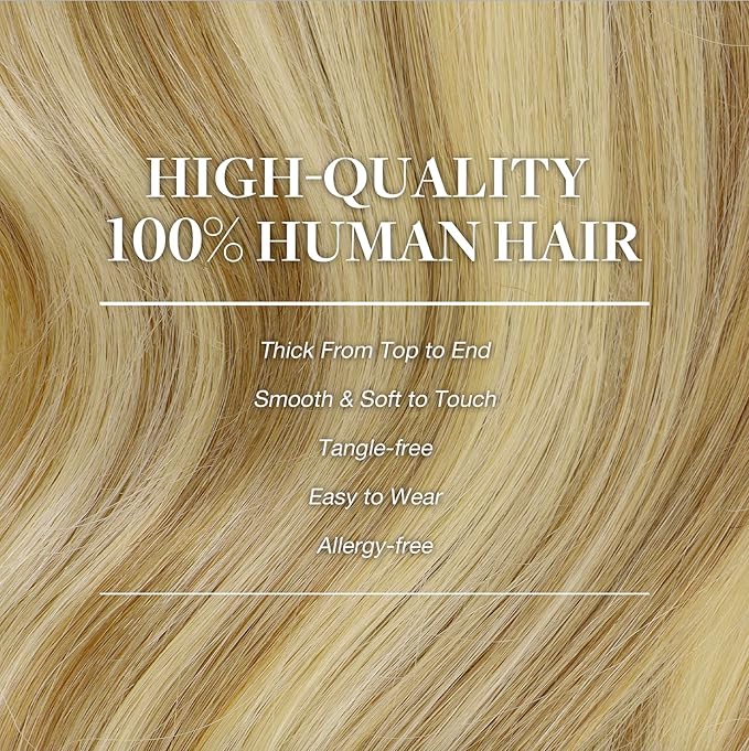 GOO GOO Clip in Hair Extensions Real Human Hair, Remy Human Hair Extensions Clip ins for Women, Natural Human Hair, 26inch 180g 7Pcs, #16/22 Light Blonde Highlighted Golden Blonde
