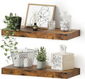 Floating Shelves for Wall, 16 inchs x 6.7” deep x 1.4” Bathroom Shelf Bedroom, Living Room, Kitchen, Farmhouse Decor, Rustic Wood Wall Shelves with Invisible Brackets - Set of 2, Rustic Brown