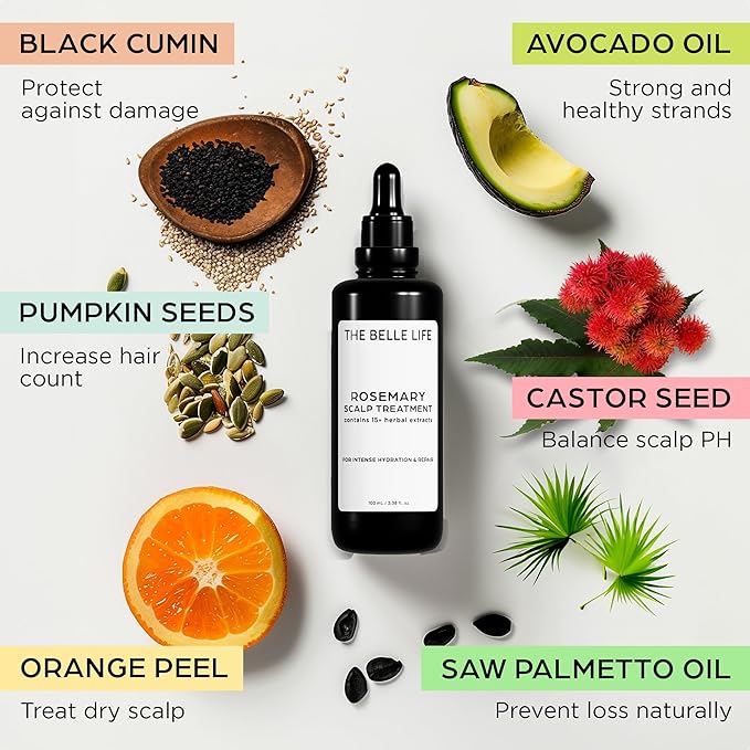 Sebastian Diaz Rosemary Hair Oil Scalp Treatment inspired by THE INNATE LIFE, 100ml 3.4 fl oz Nourishes and Supports Fuller-Looking Hair with Organic Rosemary Oil