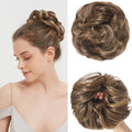 Large Messy Bun Hair Piece Curly Synthetic Extensions Scrunchies Fake Chignon Updo Hairpieces for Women Beige Bronde Mixed Chestnut Brown