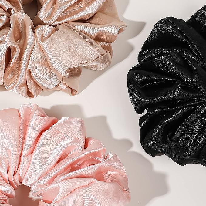Silk Satin Hair Scrunchies for Women Girls Big Large Jumbo Scrunchie for Sleep Cute Gaint Oversize Scrunchy for Thick Hair