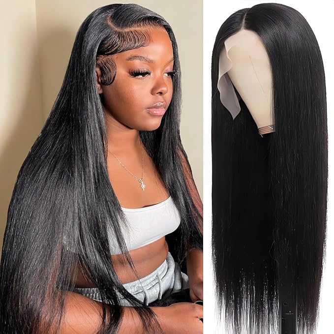 34 Inch 13x6 Lace Front Wigs Human Hair 230 Density HD Lace Front Wigs Human Hair Pre Plucked Glueless Wigs Human Hair for Women Straight Lace Frontal Wigs Natural Color