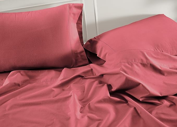 Lane Linen 100% Organic Cotton Pillow Cases - Set of 2 (20"x26") - Soft Red Cotton Pillowcases - Mineral Red