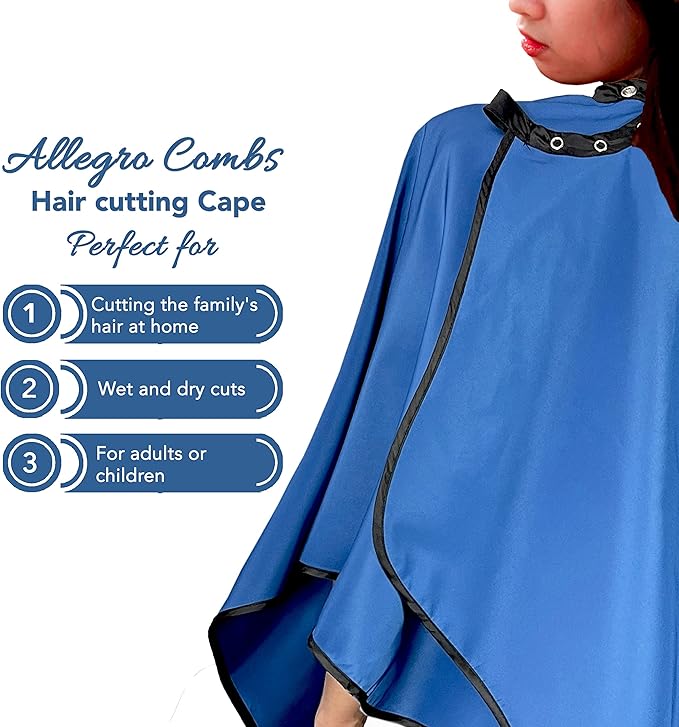 Allegro Combs Cutting Capes Adjustable 46X60 In. One-Size-Fits-All Stainless Steel Snap Buttons