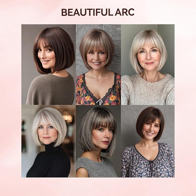 LEEONS Hair Toppers for Women with Bangs Short Bob Synthetic Pieces for Thinning Hair Side Part (Dark Blonde with Dark Root)