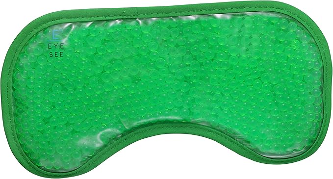Plush Gel Eye Mask for Puffy Eyes, Green - Cold Eye mask to Treat Dark Circles, Sinuses, Dry Eyes, and for Allergy Relief - Microwave Safe for Heat Therapy